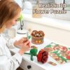 MIEBELY 3D Wooden Puzzles for Adults, Light Up 3D Puzzle Flower Rose Building Puzzle with Music Box, 216 pcs Craft Birthday Gift for Adult and Teen