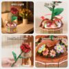 MIEBELY 3D Wooden Puzzles for Adults, Light Up 3D Puzzle Flower Rose Building Puzzle with Music Box, 216 pcs Craft Birthday Gift for Adult and Teen