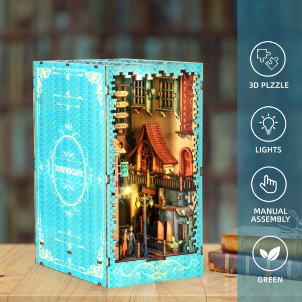 MIEBELY Book Nook Kits for Adults, DIY Miniature House Kit with 2 Lights, Tiny House Booknook for Adults, Teen and Beginners to Build, 3D Wooden Puzzle Dollhouse Creative Idea Gift for Book Lover