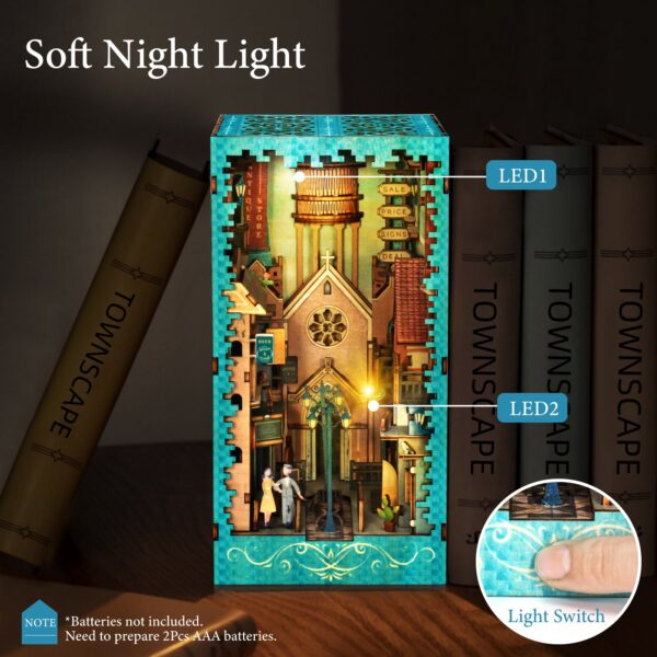 MIEBELY Book Nook Kits for Adults, DIY Miniature House Kit with 2 Lights, Tiny House Booknook for Adults, Teen and Beginners to Build, 3D Wooden Puzzle Dollhouse Creative Idea Gift for Book Lover