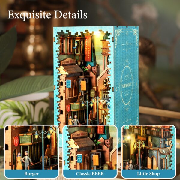 MIEBELY Book Nook Kits for Adults, DIY Miniature House Kit with 2 Lights, Tiny House Booknook for Adults, Teen and Beginners to Build, 3D Wooden Puzzle Dollhouse Creative Idea Gift for Book Lover