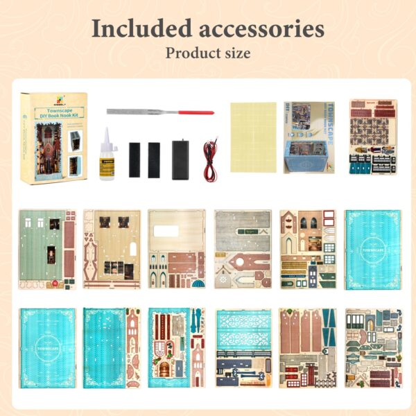 MIEBELY Book Nook Kits for Adults, DIY Miniature House Kit with 2 Lights, Tiny House Booknook for Adults, Teen and Beginners to Build, 3D Wooden Puzzle Dollhouse Creative Idea Gift for Book Lover